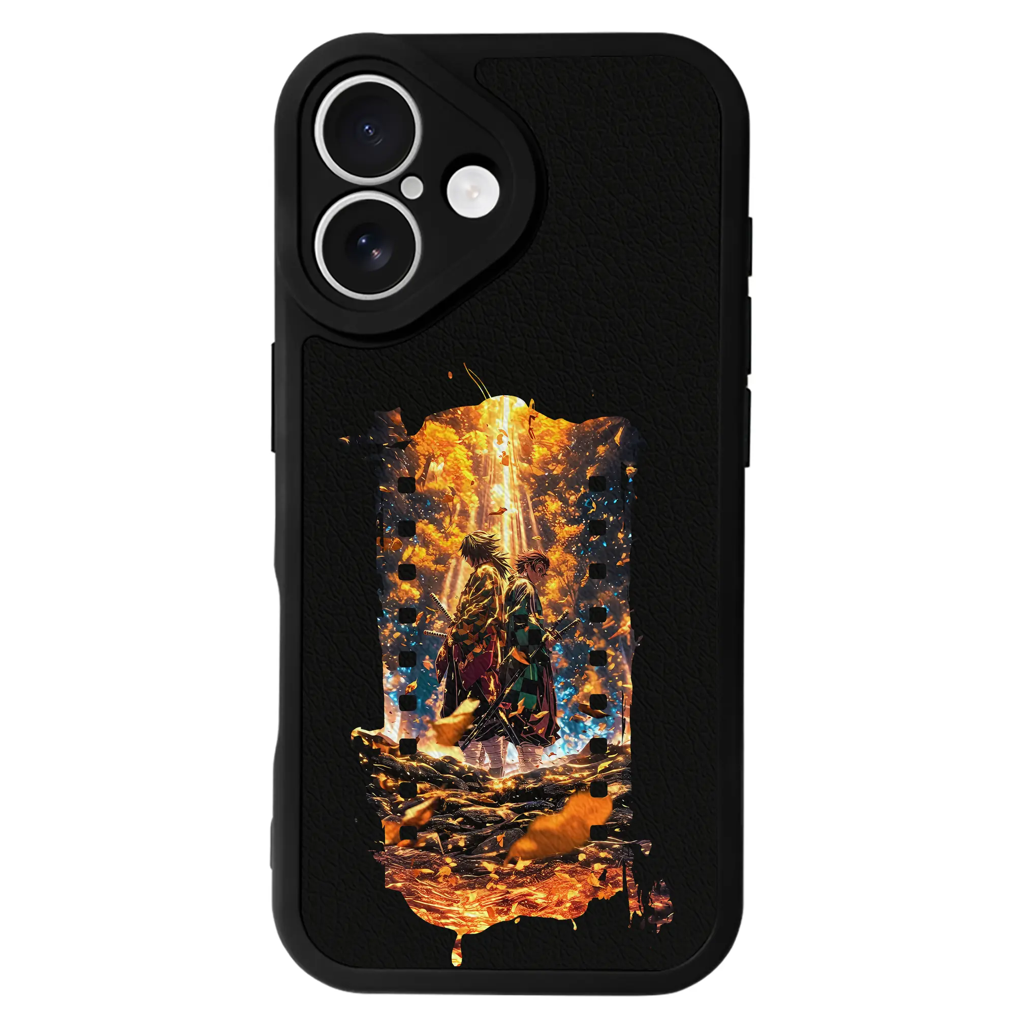 鬼滅の刃 グッズ,竈門 炭治郎 - IPhone 16シリーズ対応 ・ シリコンスマホケース ・ レザー調 ・ 高精度フィット ・ 耐衝撃 ・ ワイヤレス充電対応 ・ 精密カット